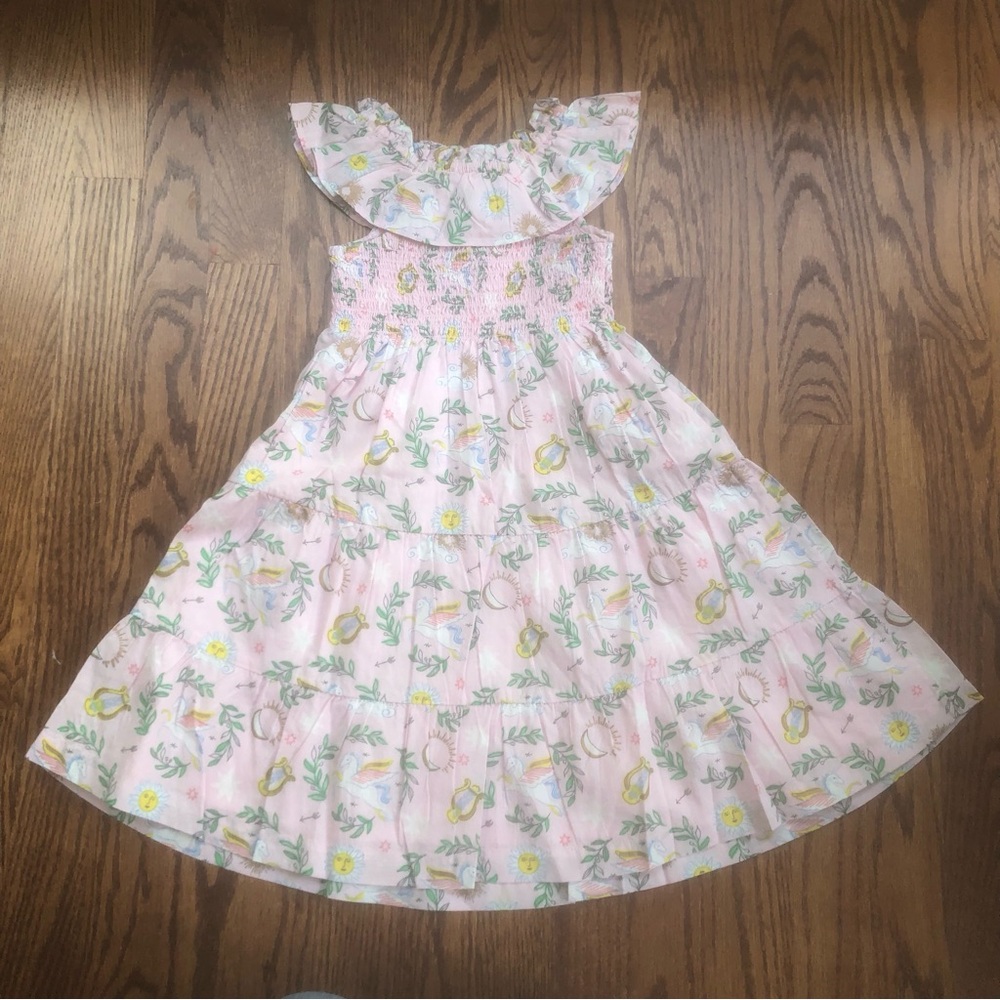 NEW Mini Boden Shirred Woven Midi Dress with Unicorn Print 2-3 Years
